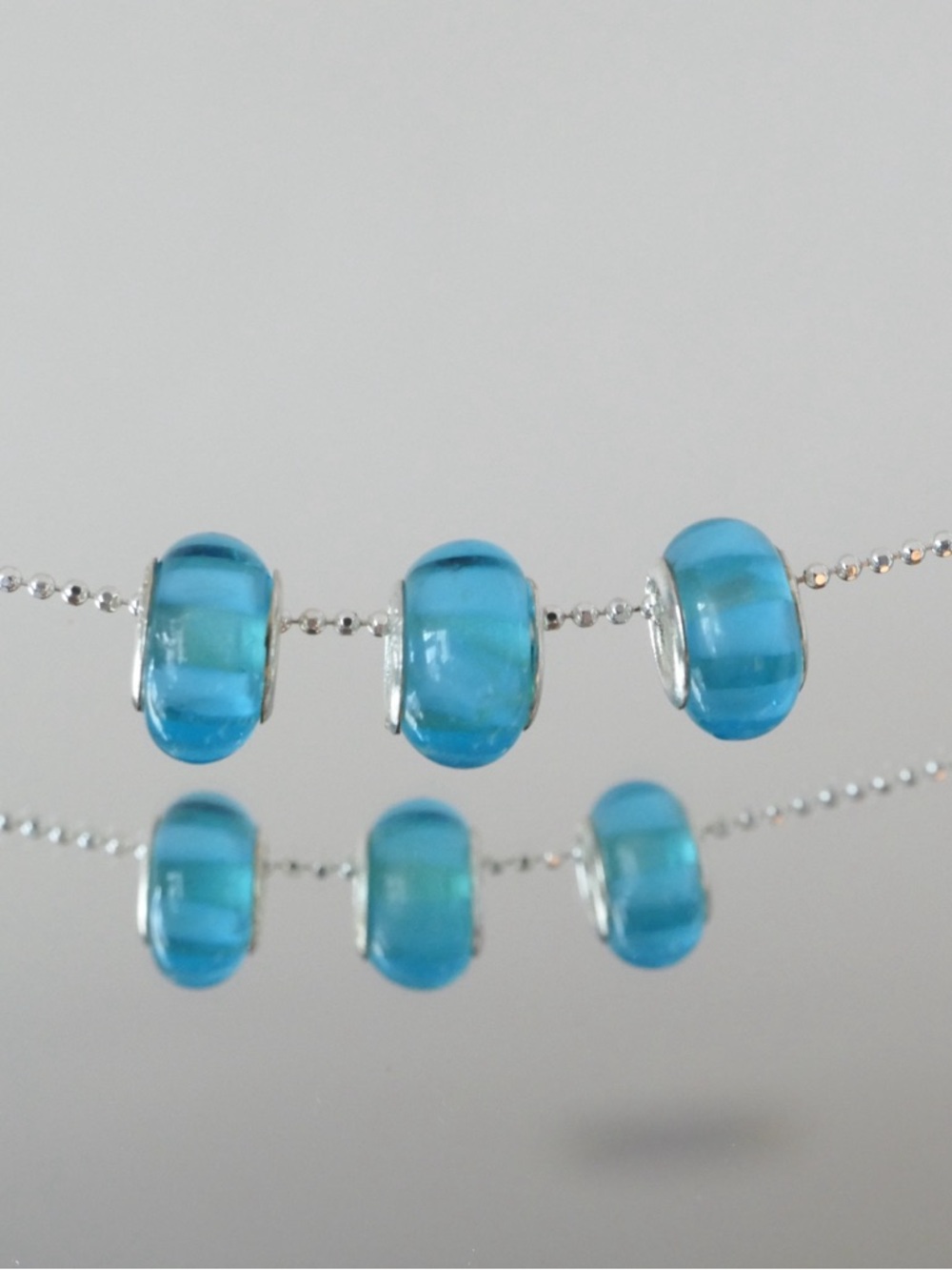 Sterling Blue Glass Murano-Style Beads